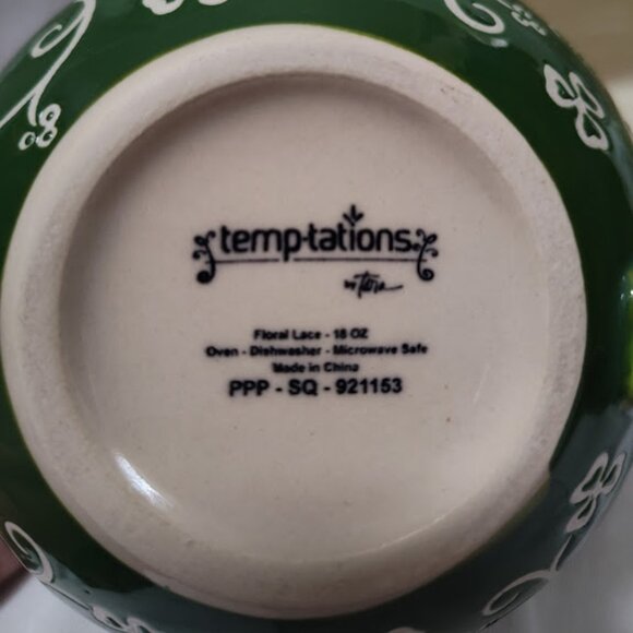 temp-tations® 'Floral Lace' Shamrock, 18 oz. Soup Mugs, Set Of 2 - Picture 4 of 5
